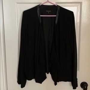 Eileen Fisher drape jacket with leather trim, M